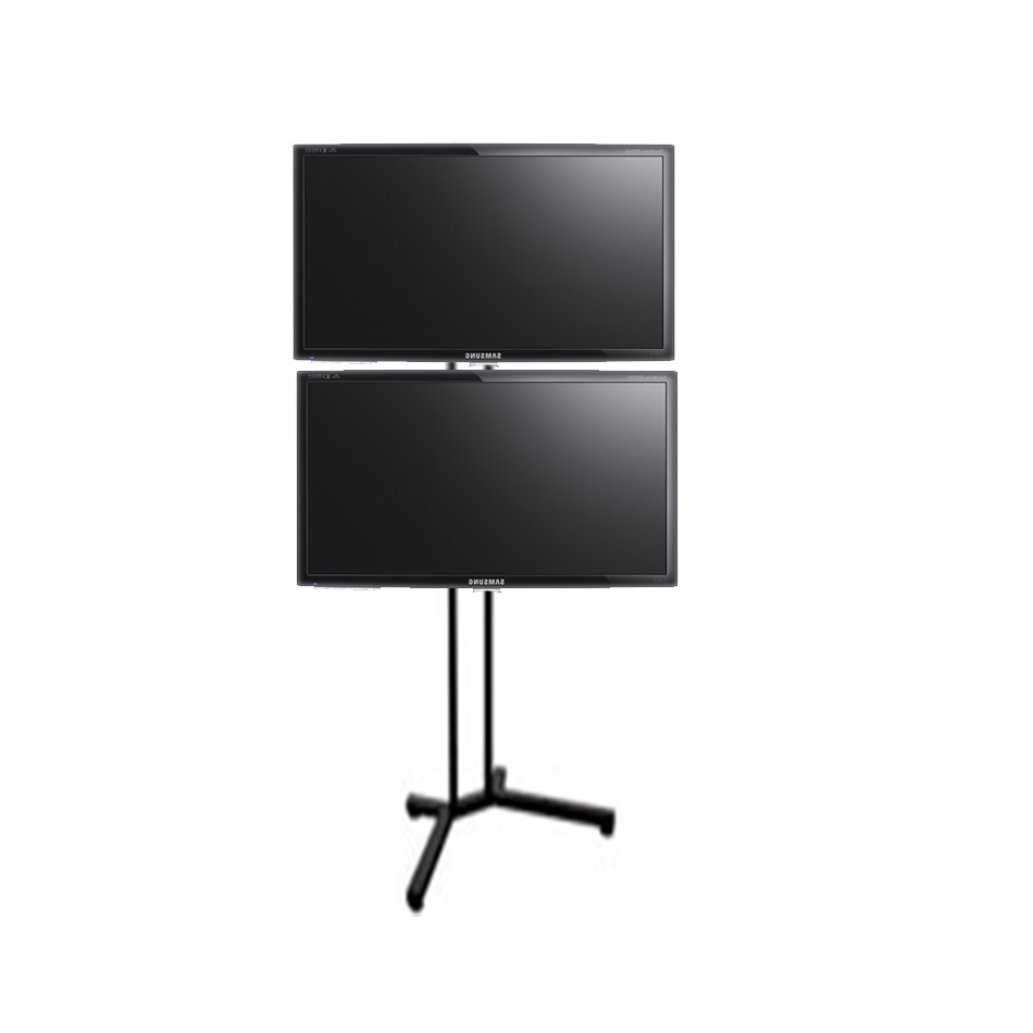 Soporte pedestal dual monitores